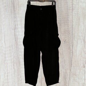 JOIE Black Elastic Waist Relaxed Fit Lightweight Cargo Button Zip Jogger Pants M